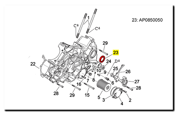 Aprilia Caponord ETV1000 Rally-Raid AP0850050 gearbox output shaft seal